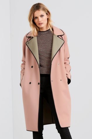 Pink Bonded Sports Inspired Coat